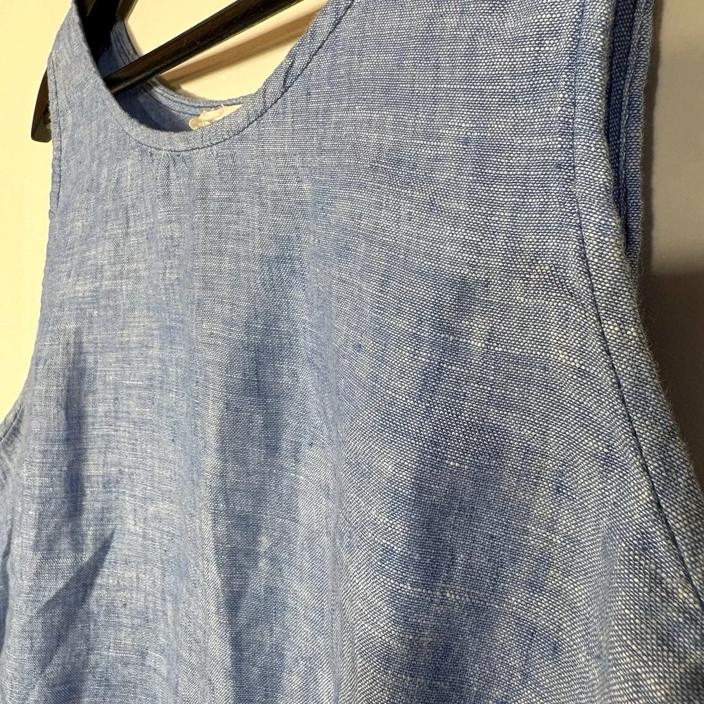 BB Dakota Linen Petal Back Cropped Tank Shell Blue Summer Tamala Jrs Large